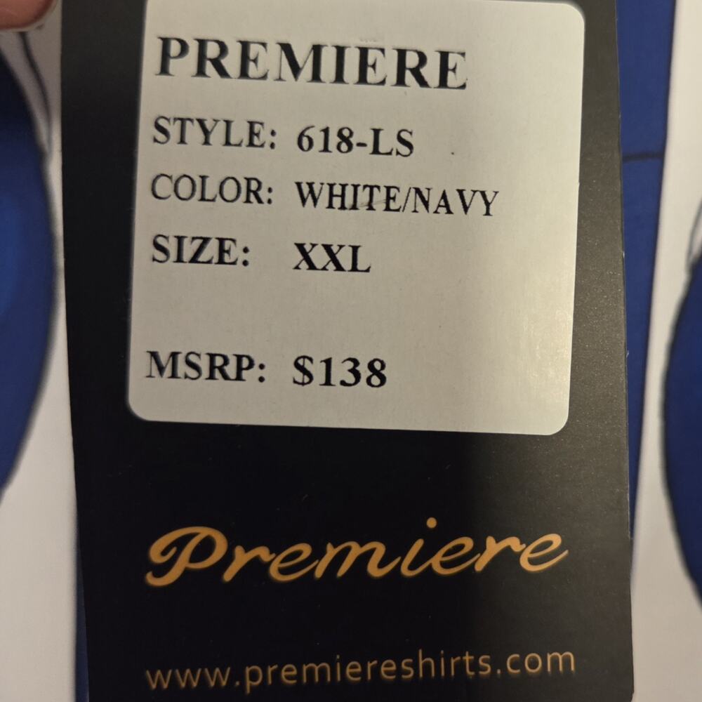 PREMIERE Men Shirt XXL 2XL Long Sleeve Button Down Blue White Tile Baroque NWT - Picture 3 of 9